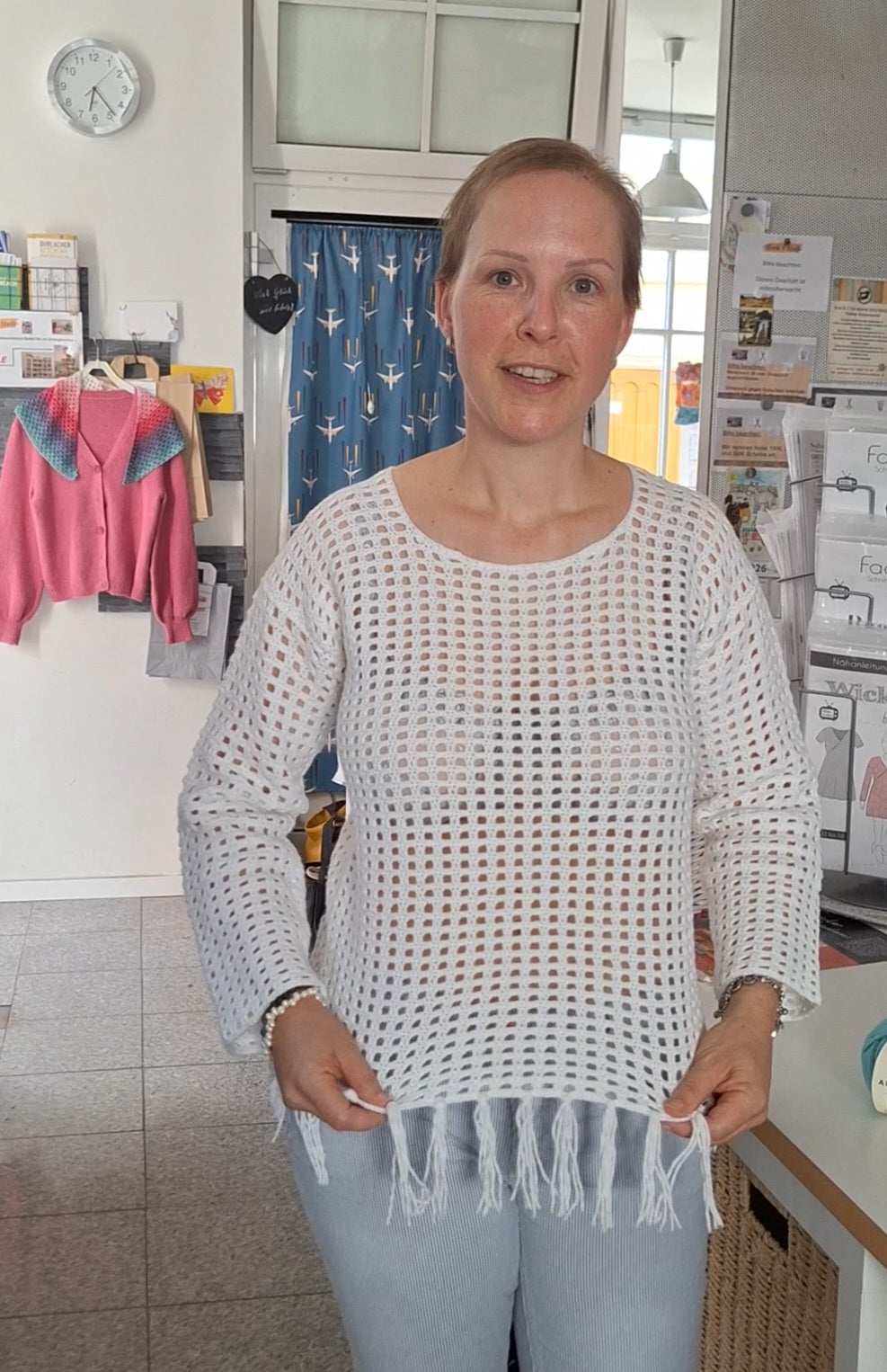 Häkeltipp:  Fransen-Pulli aus dem Bio-Baumwollgarn Elida von Austermann