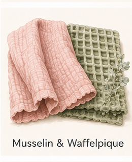 Musselin und Waffelpiqué