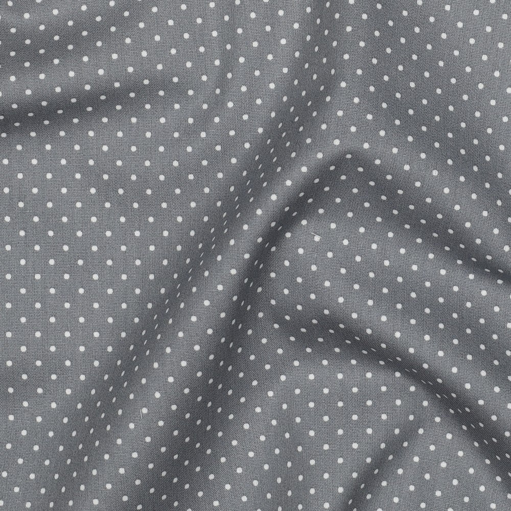 Popeline grau mit weißen Punkten