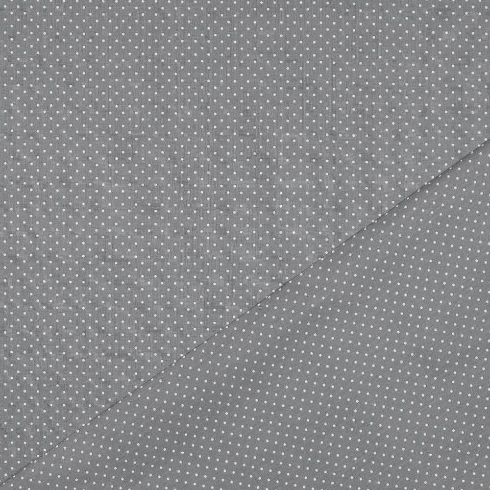 Popeline grau mit weißen Punkten