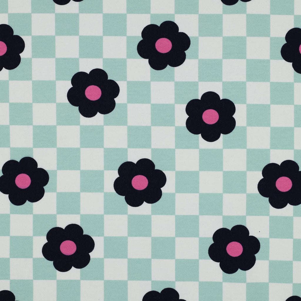 Softsweat grün-weiß mit Blumen