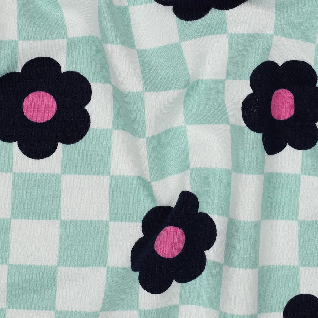 Softsweat grün-weiß mit Blumen