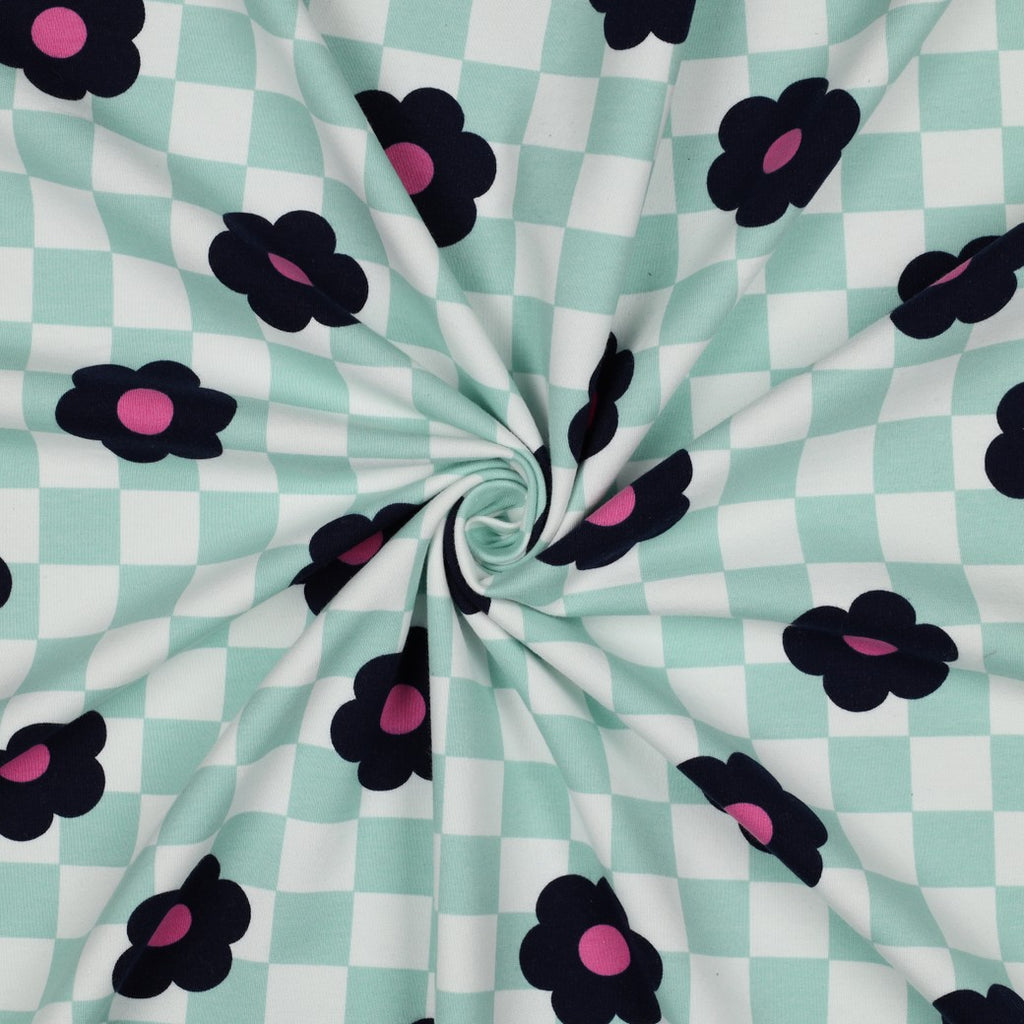 Softsweat grün-weiß mit Blumen