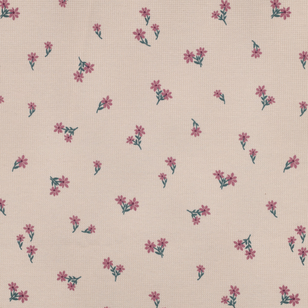 Waffeljersey rosa mit Blümchen