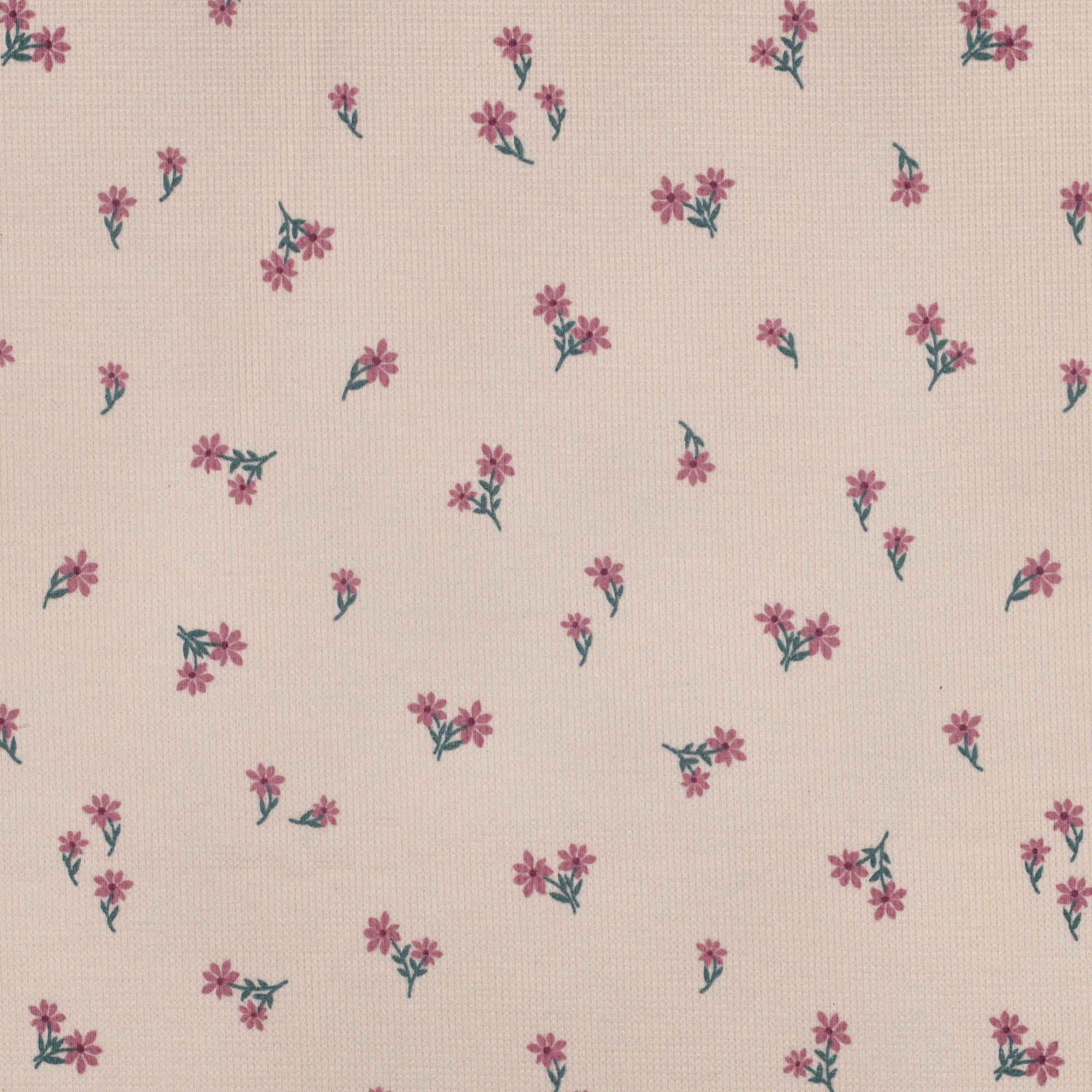 Waffeljersey rosa mit Blümchen