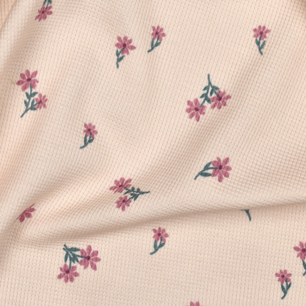 Waffeljersey rosa mit Blümchen