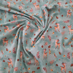 Baumwolljersey türkis mit Rehen