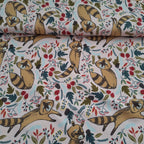 Baumwolljersey rosa mit Waschbären