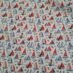 Baumwolljersey weiß mit Schiffen