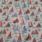 Baumwolljersey weiß mit Schiffen