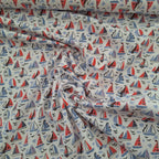 Baumwolljersey weiß mit Schiffen