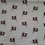 Baumwolljersey hellblau-grün gestreift mit Piratenflaggen