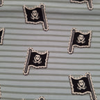 Baumwolljersey hellblau-grün gestreift mit Piratenflaggen