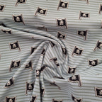 Baumwolljersey hellblau-grün gestreift mit Piratenflaggen