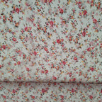 Viskose weiß mit kleinen rosa Blüten (sehr transparent)