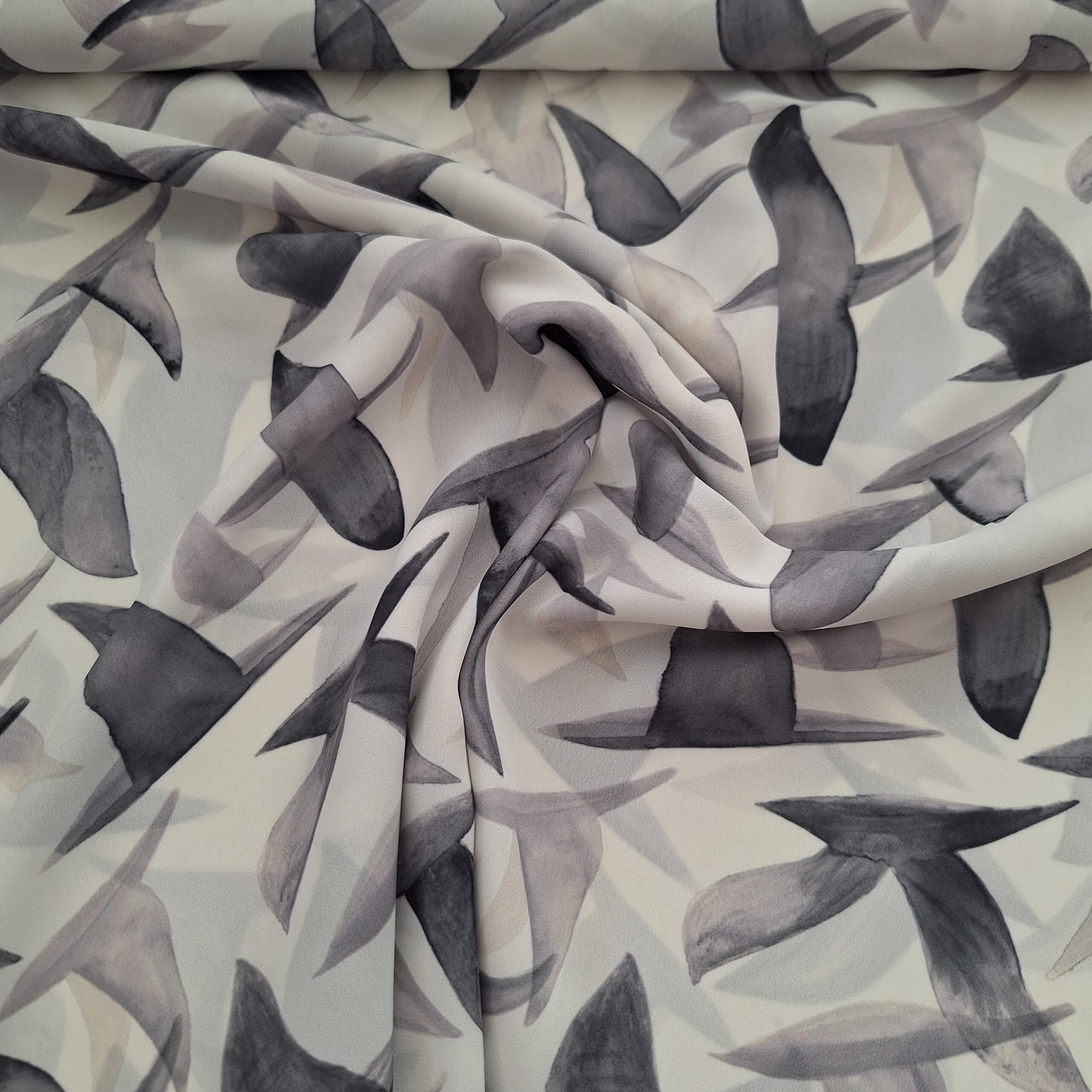 Viskose weiß mit Vögeln (transparent)