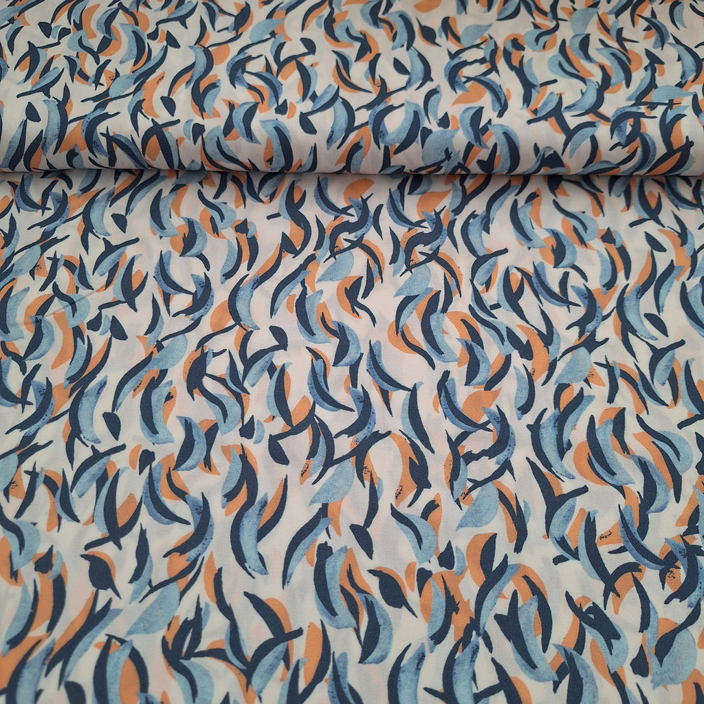 Viskose weiß mit abstraktem Muster