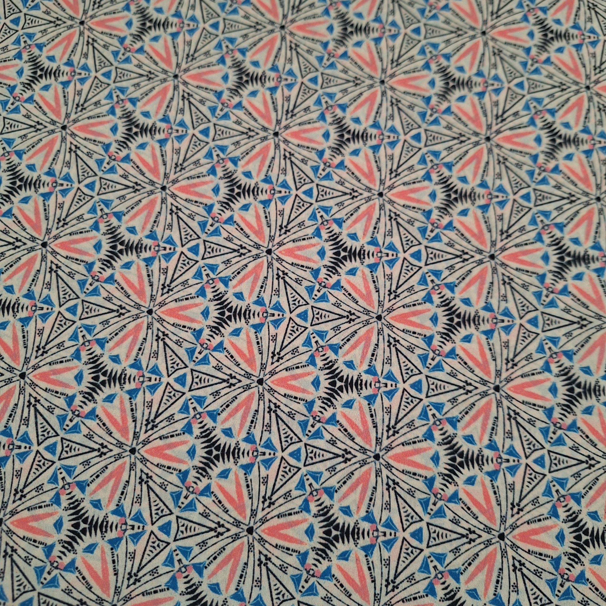 Viskose rosa/ blau gemustert