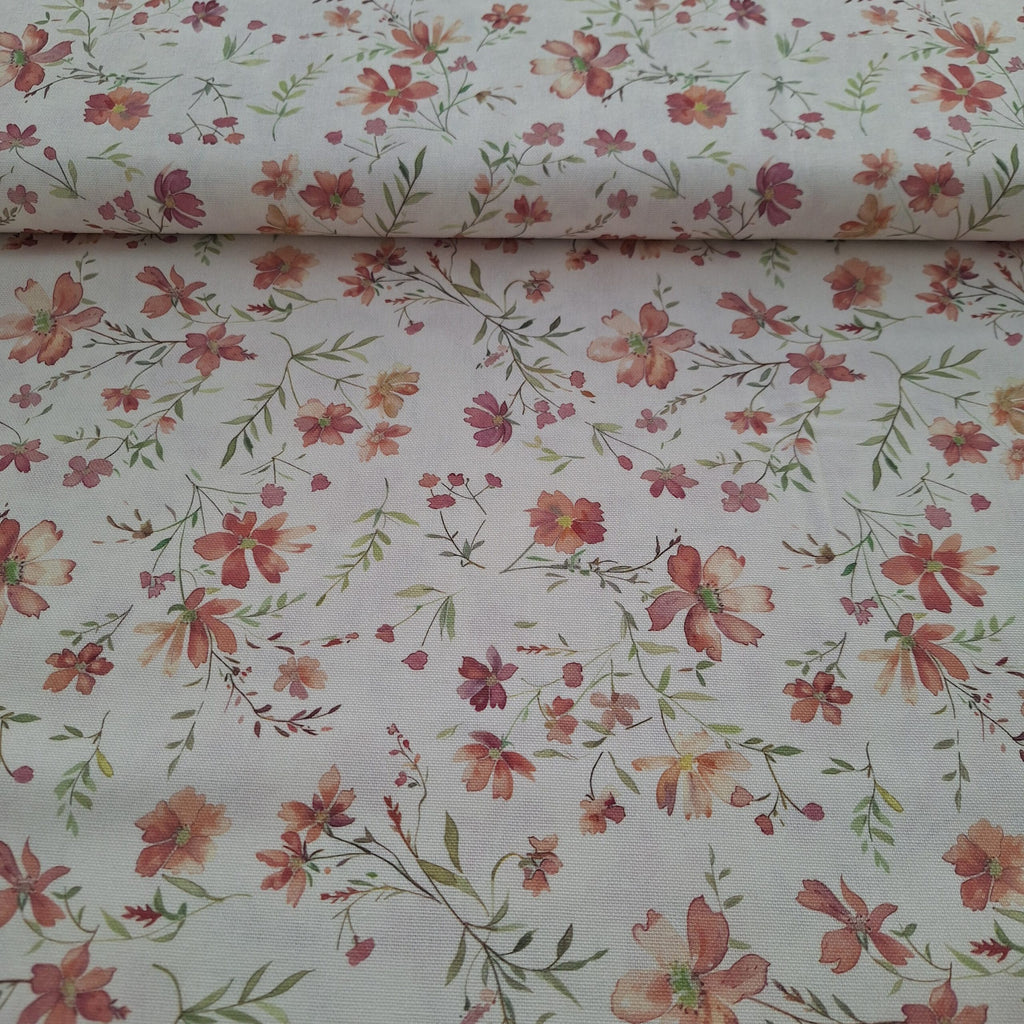 Recycelter Canvas weiß mit Blumen