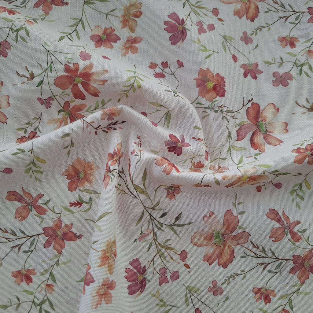 Recycelter Canvas weiß mit Blumen