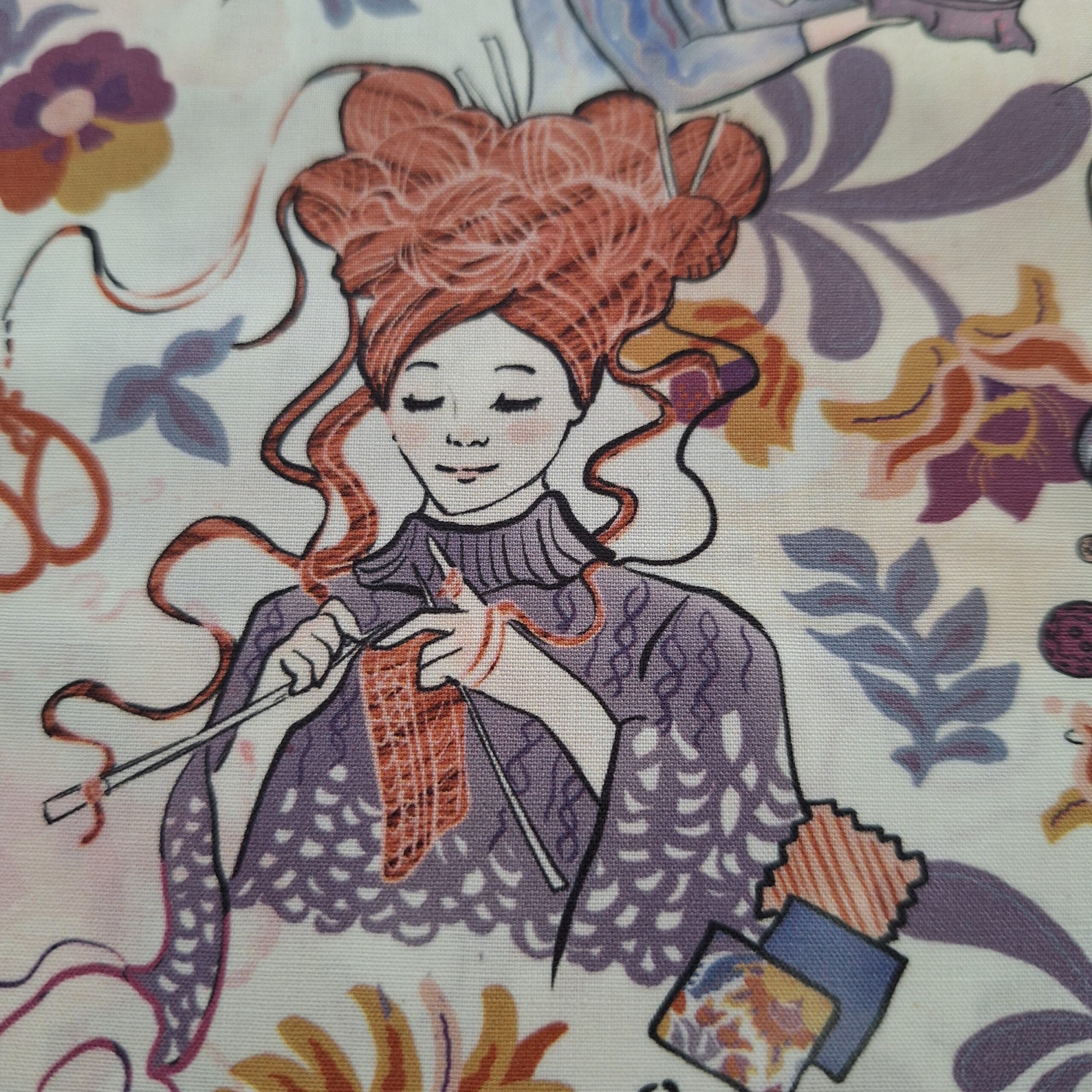 Popeline weiß mit Handarbeitsmotiven