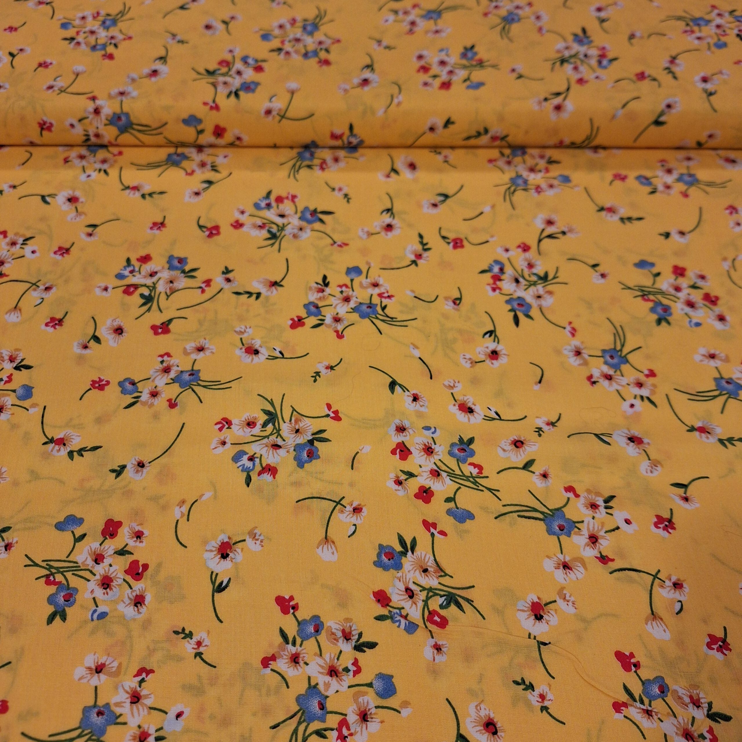 Viskose gelb mit Blümchen