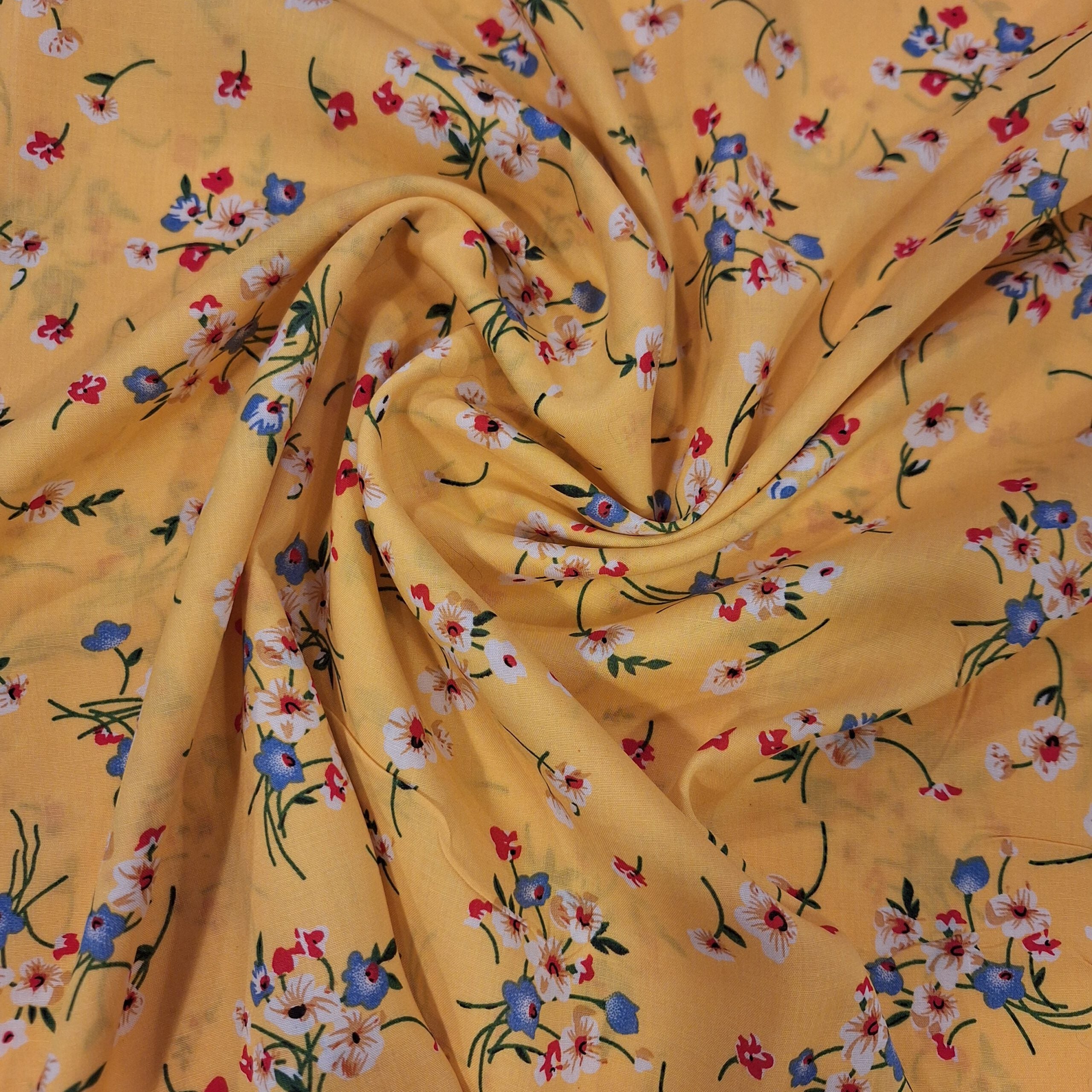 Viskose gelb mit Blümchen