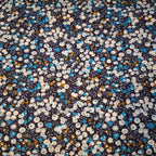 Popeline dunkelblau mit Blättern und Knospen