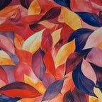 Alpenfleece koralle mit Blättermotiven (Digitaldruck)