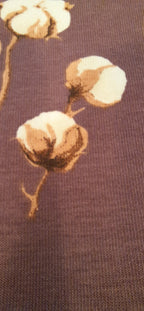 Baumwolljersey mauve mit Baumwollblüten