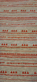 Wintersweat grau meliert mit rotem Muster