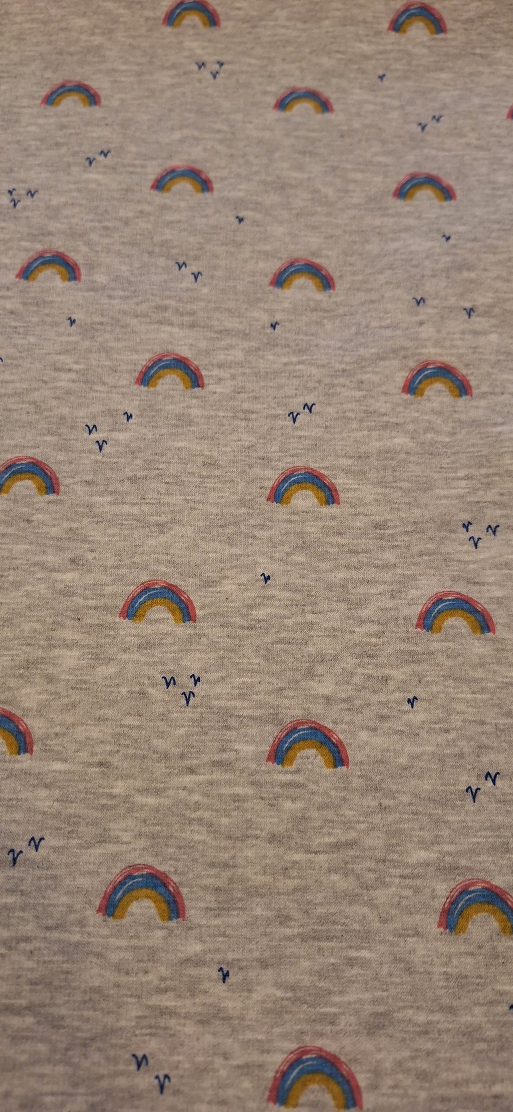 Alpenfleece grau meliert mit Regenbögen