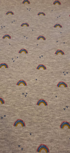 Alpenfleece grau meliert mit Regenbögen