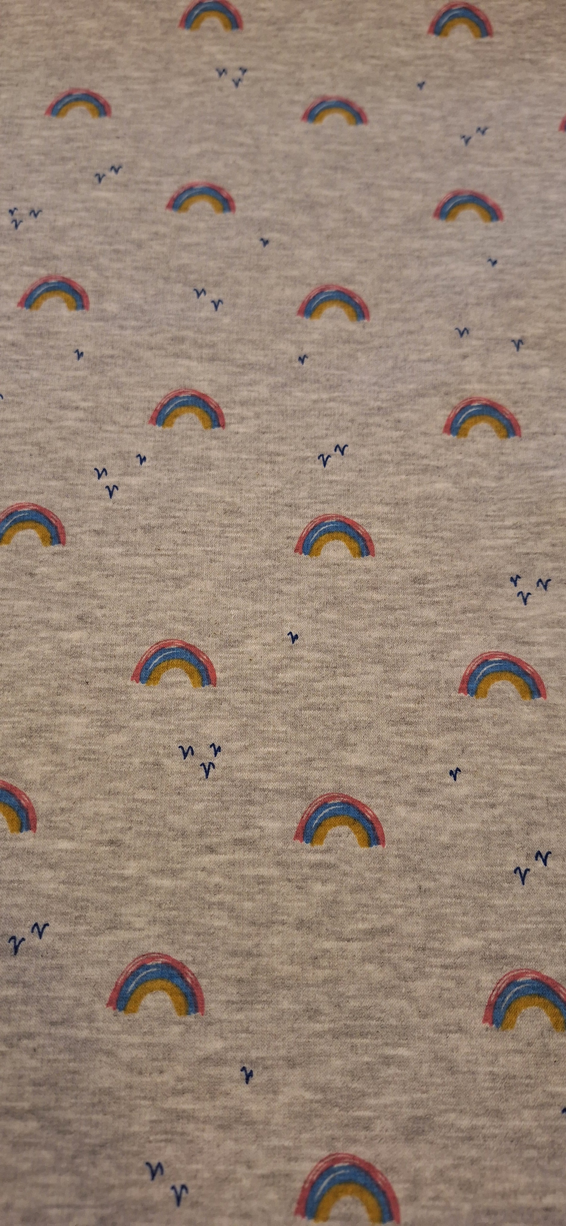 Alpenfleece grau meliert mit Regenbögen