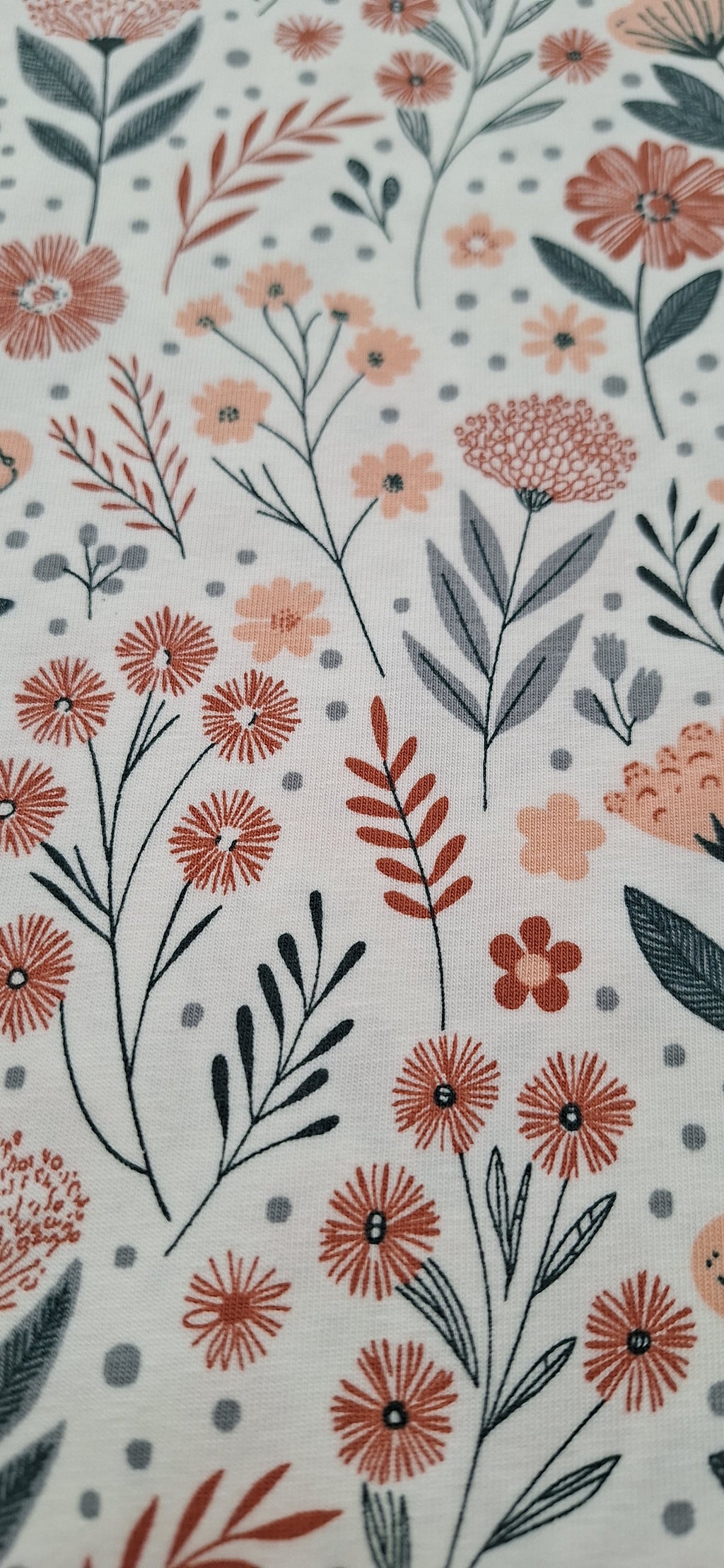 Baumwolljersey weiß Blumen