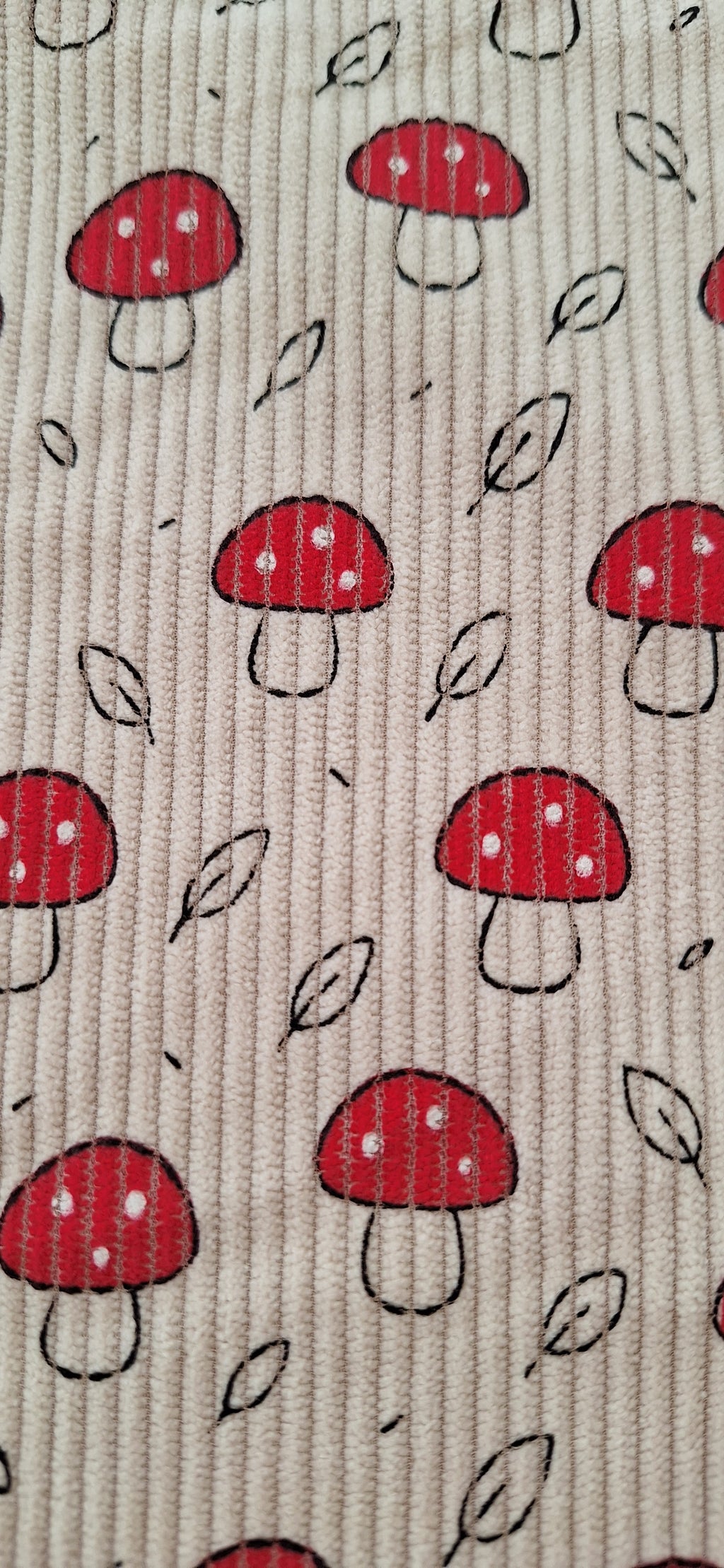 Cord beige mit Pilzen