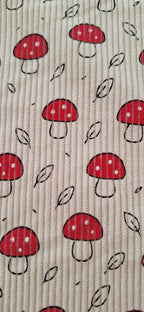 Cord beige mit Pilzen
