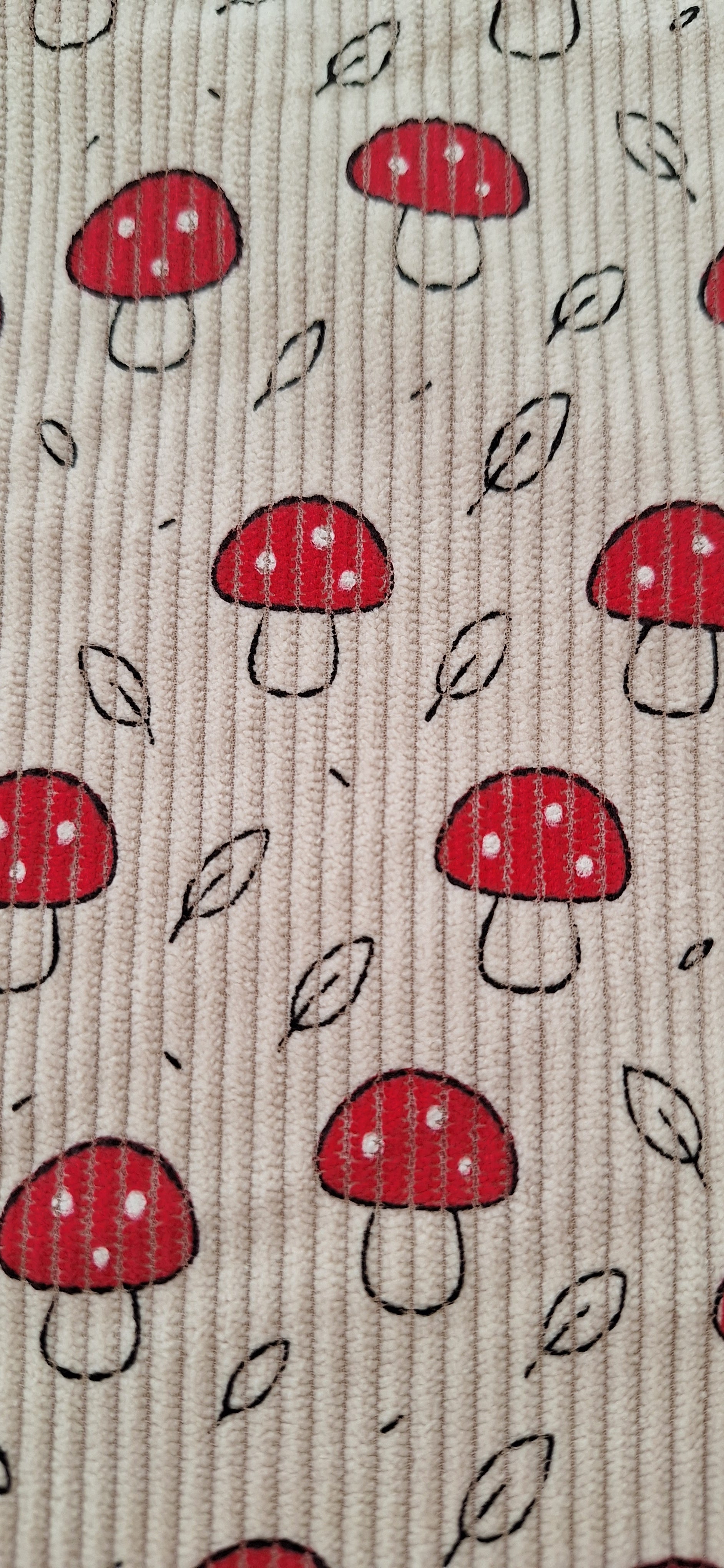 Cord beige mit Pilzen