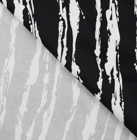 Baumwollsatin schwarz/ weiß mit Längsstreifen