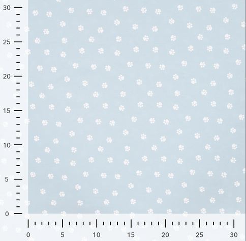 Popeline hellblau mit Tierpfoten