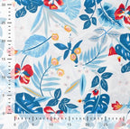 Popeline weiß mit tropischen Blüten