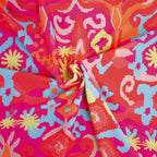 Badestoff bunt mit Maya-Motiven