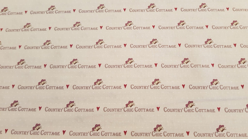 Popeline beige mit Schriftzug "Country Chic Cottage" (Gütermann: Veros World)