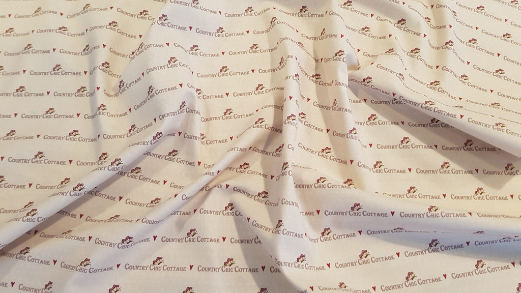Popeline beige mit Schriftzug "Country Chic Cottage" (Gütermann: Veros World)
