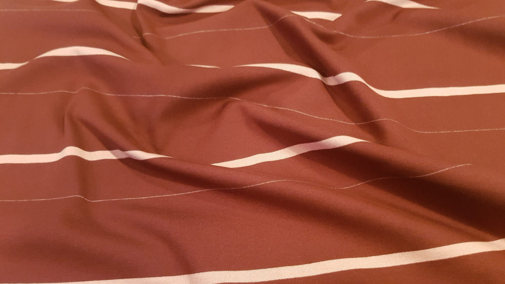 French Terry weinrot/lachsfarben gestreift