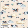 Baumwolljersey beige mit Flugzeugen