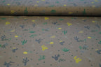 Baumwolljersey mittelgrau mit Kakteen