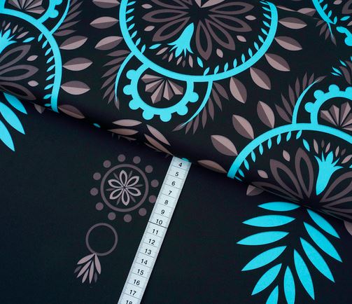 Bio-Funktionstoff schwarz mit Mandala