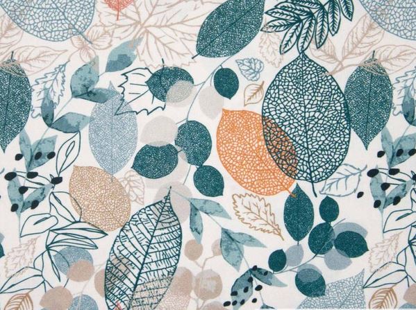 Popeline grün mit Blättermotiven