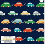 Baumwolljersey dunkelblau mit Autos